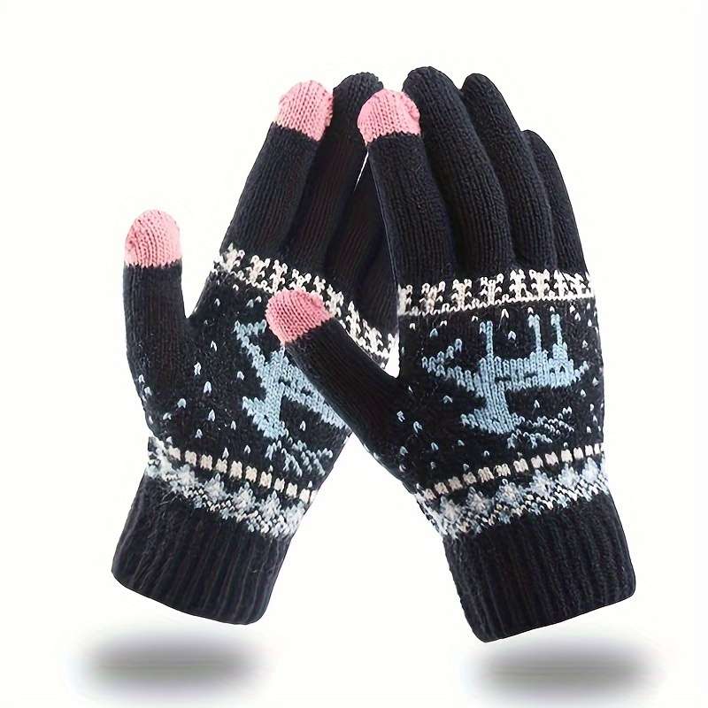1 Pair Acrylic Items Black Warm Gloves