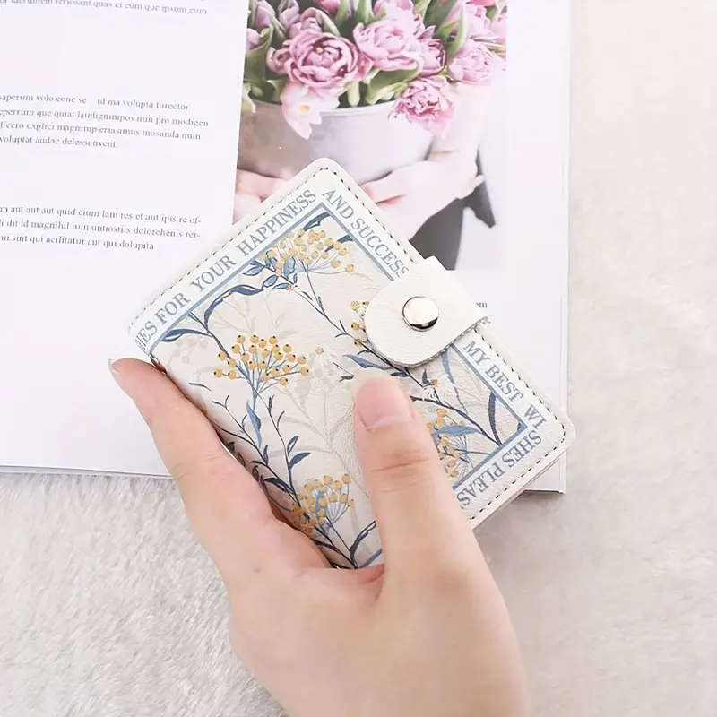 1pc Women's Classic Style Multi-Slot Credit Card Holder Elegant Small Credit Card Holder With Snap B