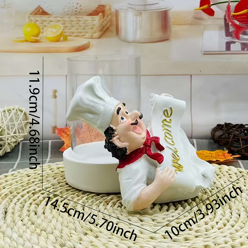 1pc Cartoon Chef Acrylic Knife Fork Holder Polished Metal Finish Compact Kitchen Counterto
