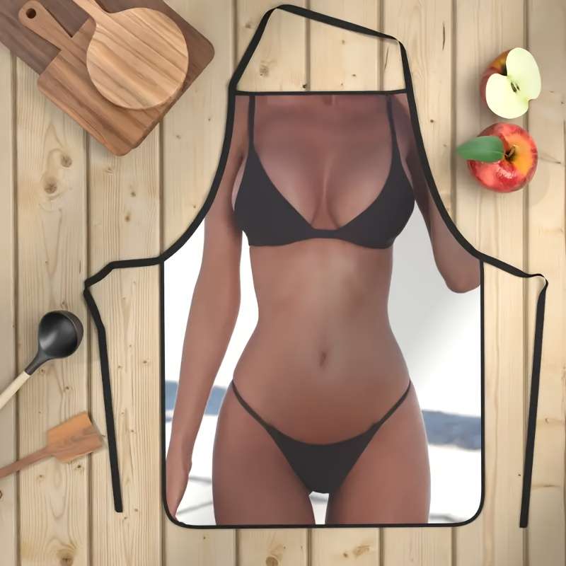 1 Fun Body Print Apron Sexy Bikini Design Durable Polyester 59.94x80.01 cm Ideal for Cook