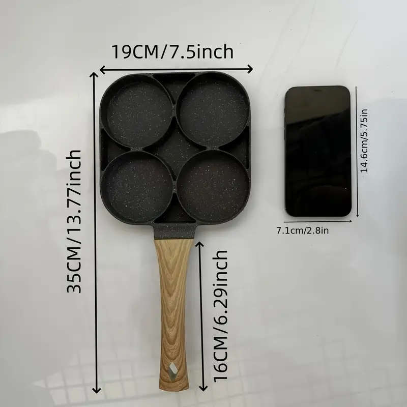 1pc versatile 4 hole non stick frying pan for   eggs dumplings steaks   aluminum alloy   breakfast more induction cooktop compatible details 1