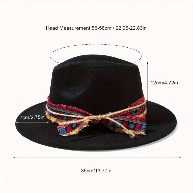 1pc Chic Women's Jazz Fedora with Plaid Ribbon Bow Cotton Blend Sun Protection Elastic Fit for