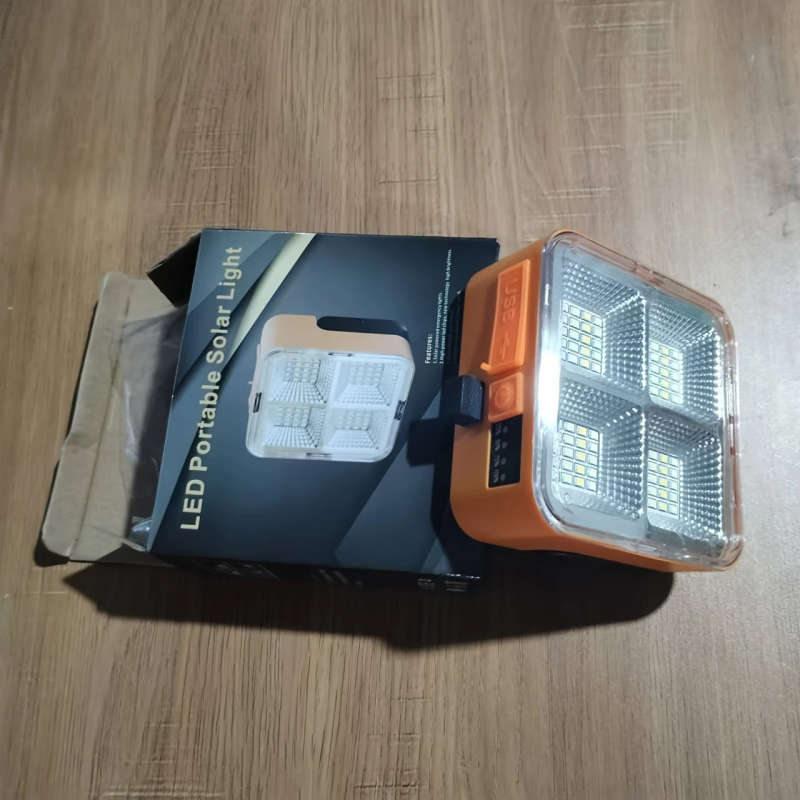 1pc Solar Rechargeable Camping Lamp Portable Outdoor LED Floodlight USB Rechargeable Emergency Light