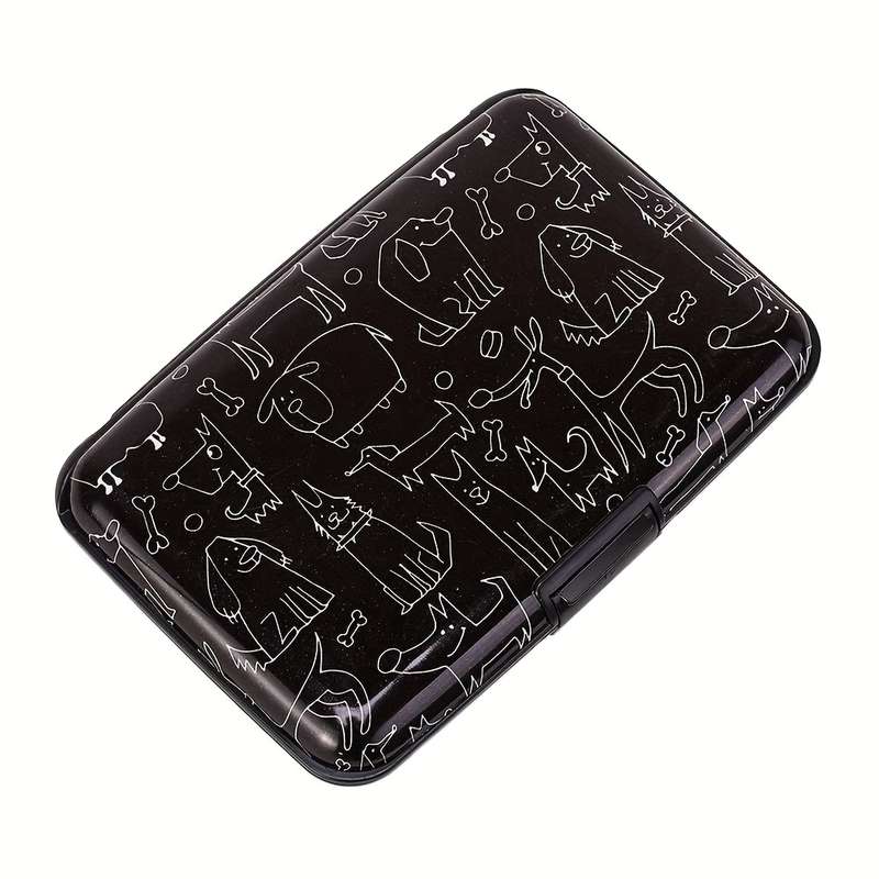 1pc RONG REN HUI Modern Egyptian-Inspired Line Art RFID Blocking Aluminum Wallet Compact Metal Ca
