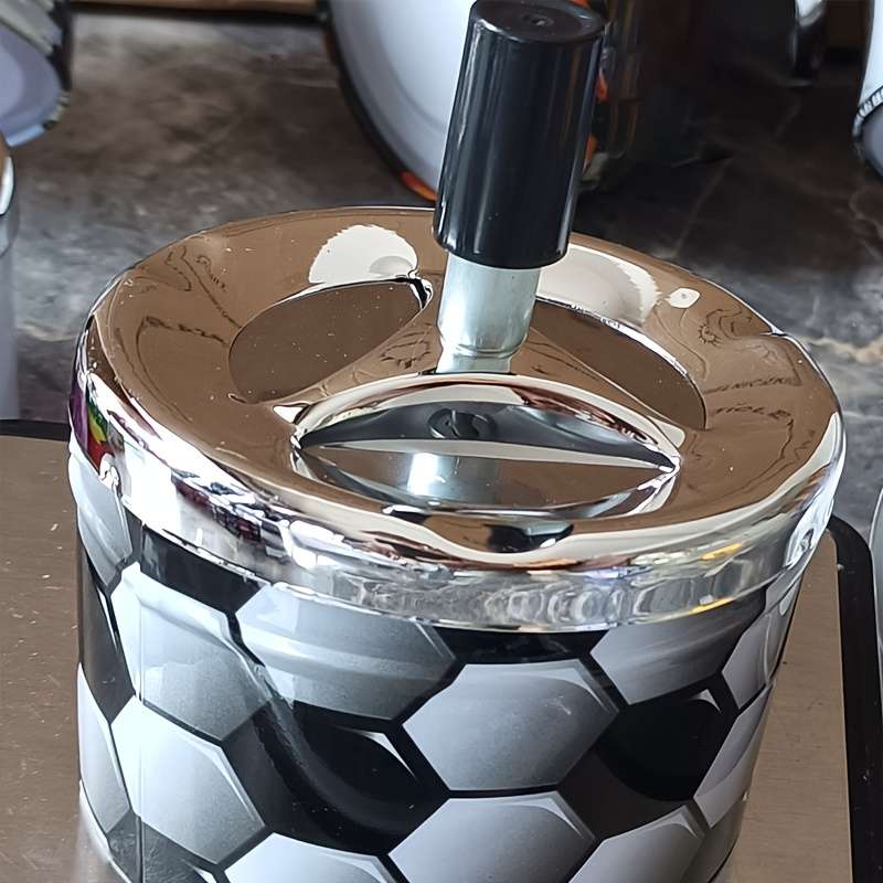 1pc Classic Iron Round Smokeless Ashtray with Lid Easy Clean No Electricity Needed Ideal fo
