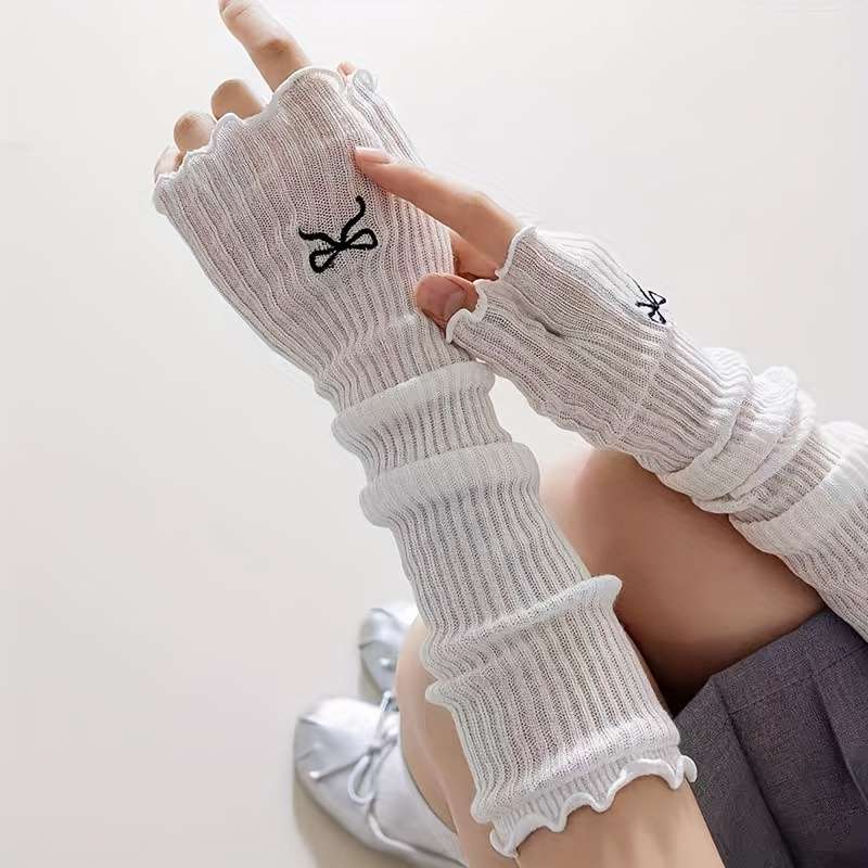 1 Pair White Warm Gloves