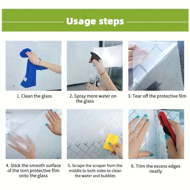 1 Roll Of Striped Static Non-Adhesive Pvc Glass Sticker