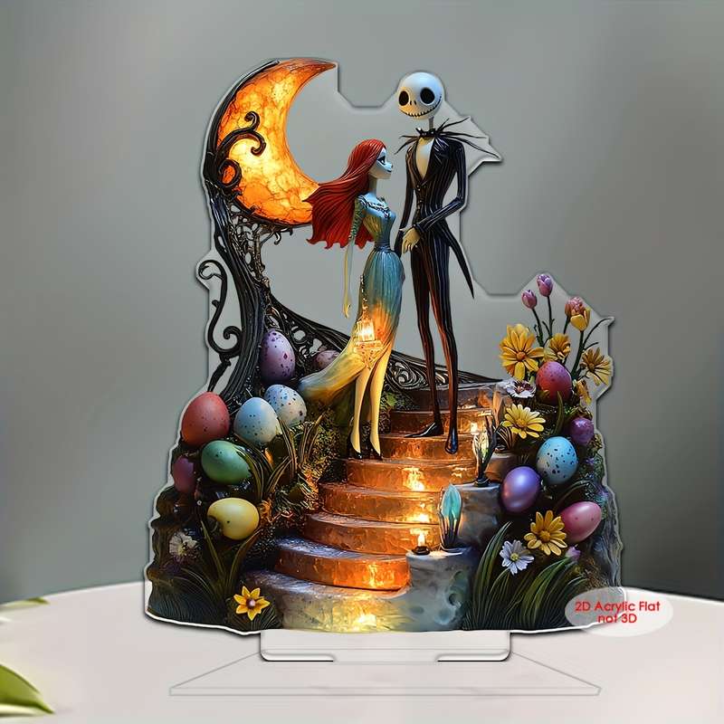 1pc 2D Flat  Classic  Plane Detachable Acrylic Tabletop Ornament Disney Jack and Sally Romance