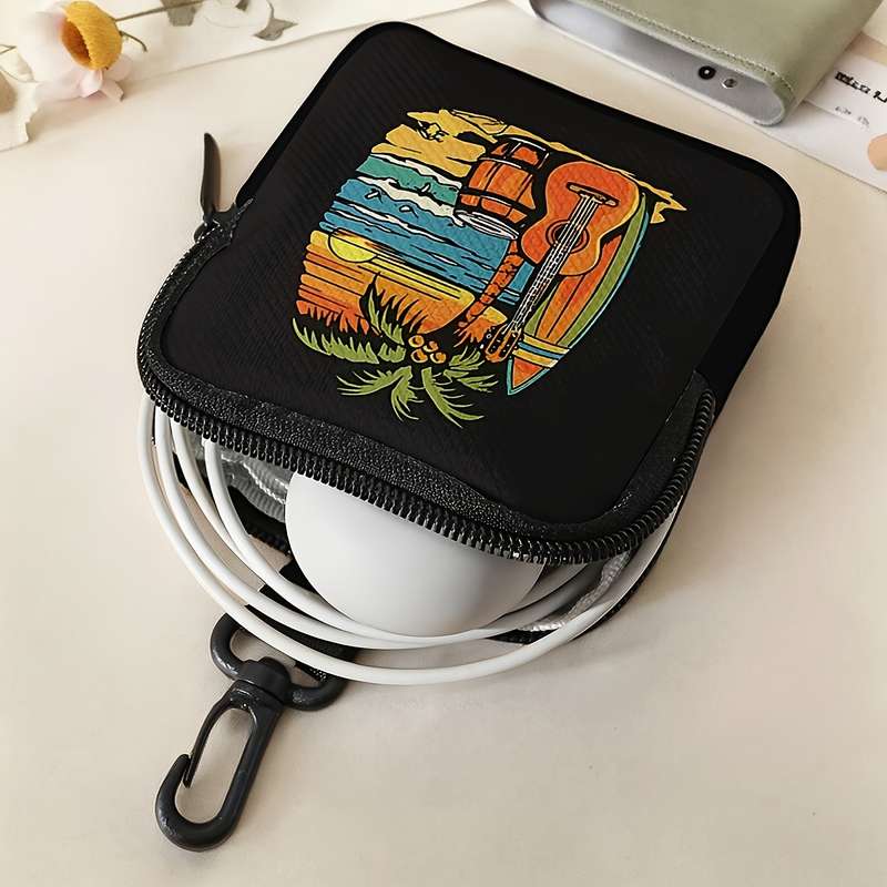 1pc 1pc Heat Wave Summer Sea Beach Pattern Large Capacity Coin Wallet Fashion Simple Digital Prin
