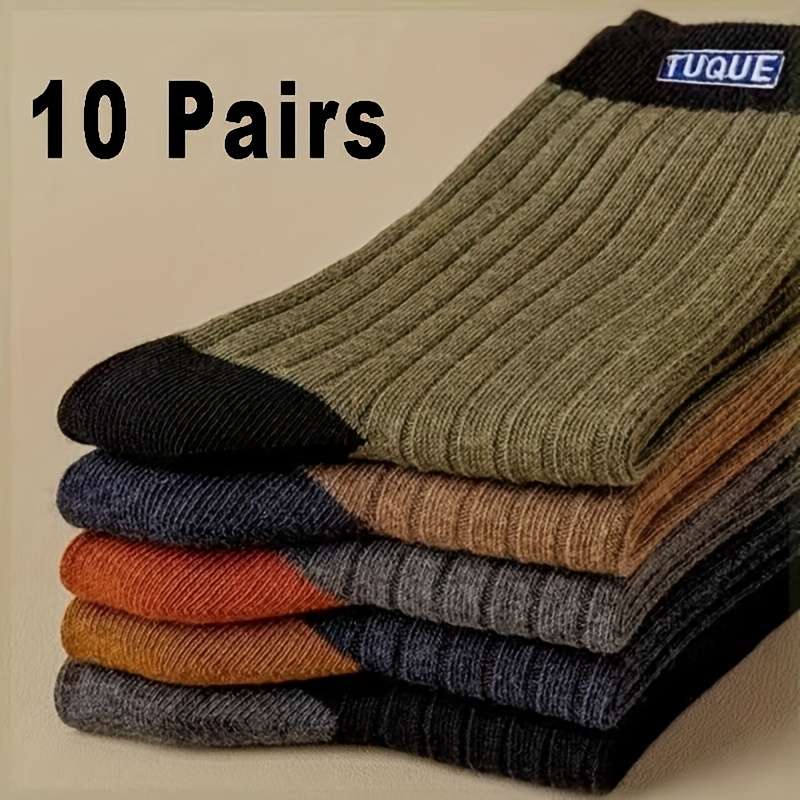 10 Pairs Brown One Size High Elastic Socks