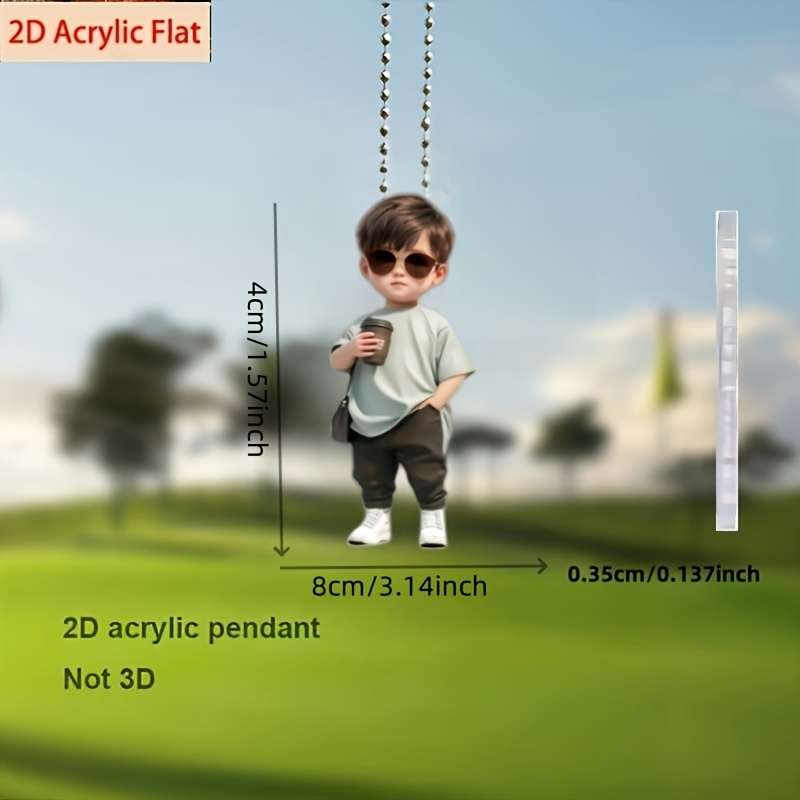 1pc 2D Flat   Cool Glasses Boy Acrylic Car Pendant  Design Multi-Functional Decorativ