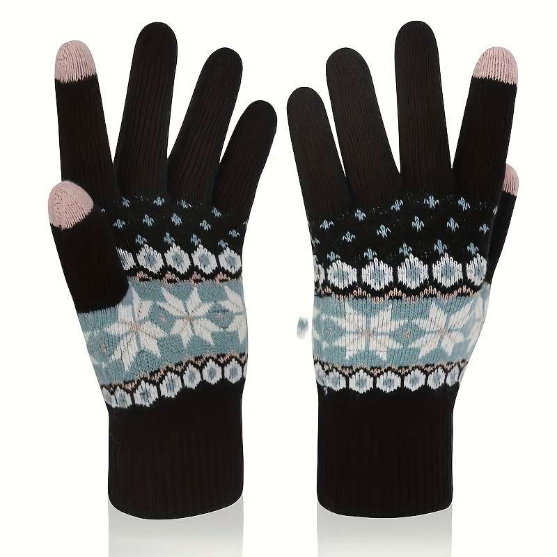 1 Pair Black Warm Gloves
