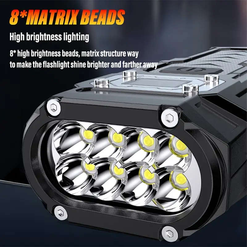 1pc Super Bright LED Flashlight Rechargeable Torch Portable Work Light Outdoor Camping Light with Hi