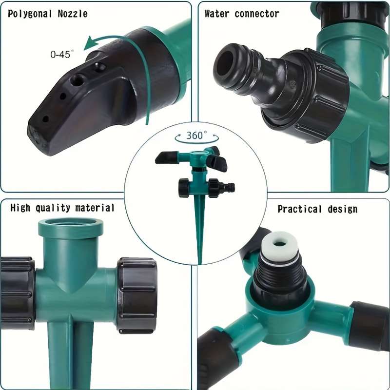 1Pc 3 Arm 360 Degree Rotating Multi Head Garden Sprinkler