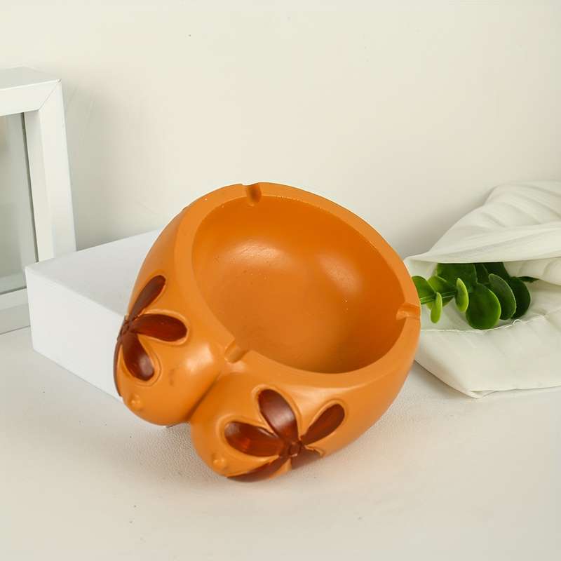 1pc Creative Resin Chest Ashtray with Floral Design Unique Home Decor for Living Room Deskto