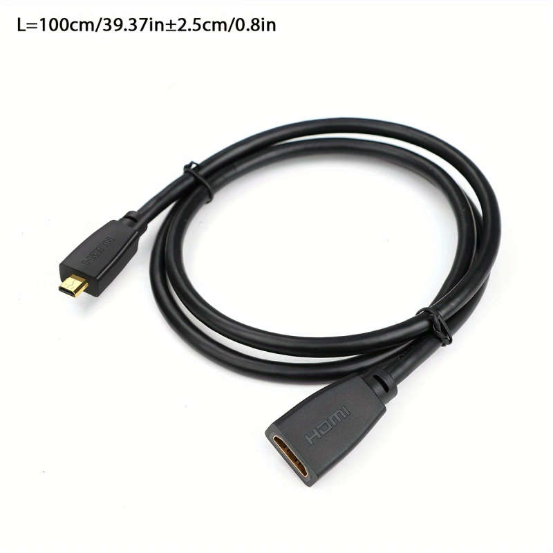 1pc 100cm High Speed Micro Male to Female Cable 18Gbps 4K 60Hz HDR Gold-Plated Ethernet-Ready Round