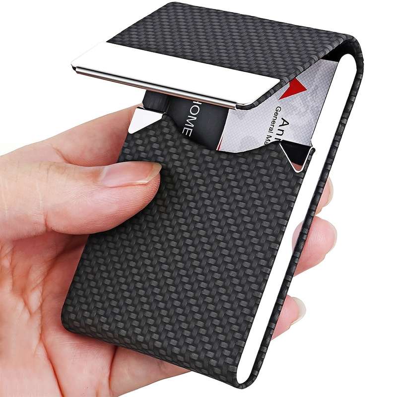 1pc Business Card Holder Faux Leather Business Card Case Pocket Card Holders for Men Or Women Met