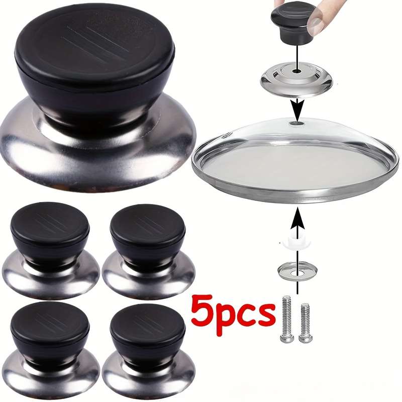 5pcs Acrylic Pot Lid Handles Anti-Scalding Glass Pot Lid Heads Kitchen Accessories No Electr
