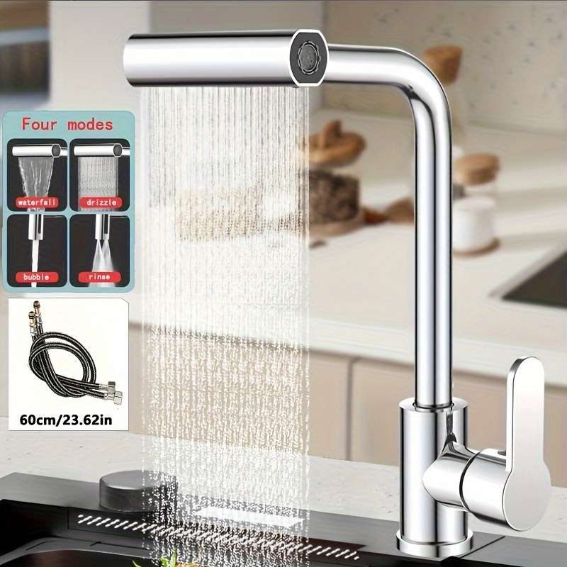 1pc Commercial Not Four Modes Of Outlet Kitchen Faucet With Sprayer Plus 60CM Inlet Pipe Rotary Sp