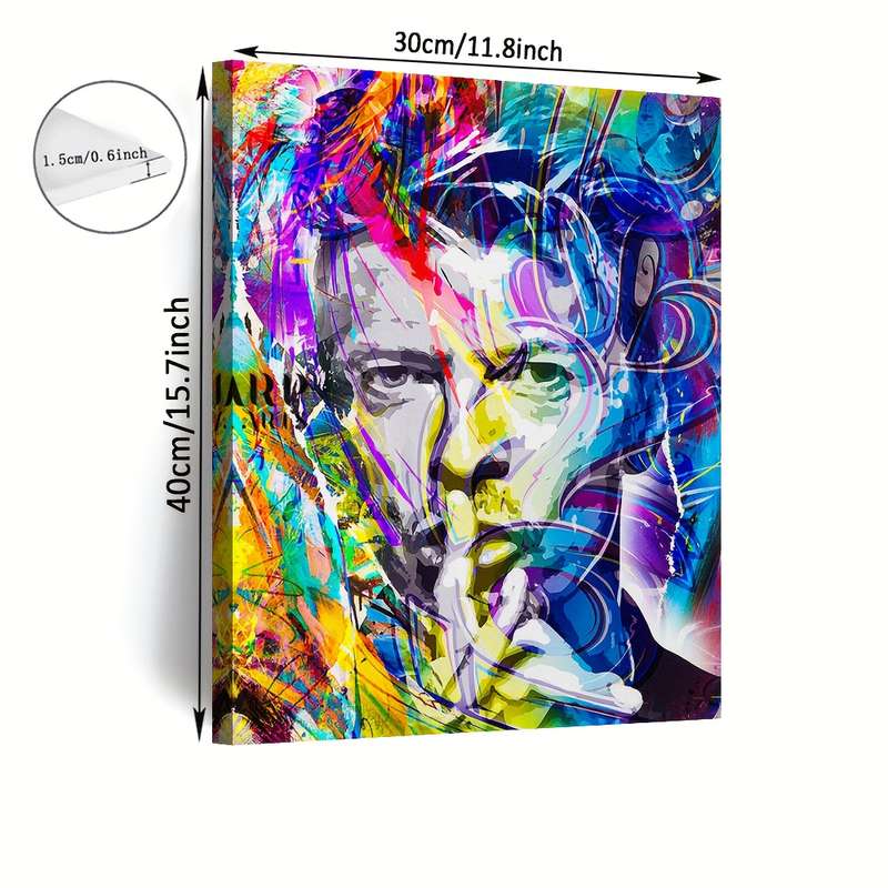 1pc  Framed David Bowie Abstract Portrait Canvas Art 29.97x39.88 cm Pop Art Wall Decor Vibran