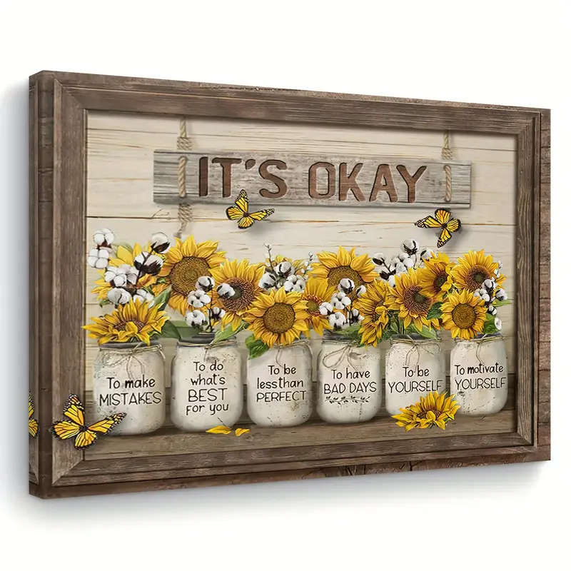 1pc Wooden Framed Canvas Painting Sunflower Wall Art Wall Art Prints for Living Room Bedroom Kitchen