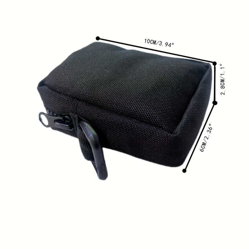 1pc Outdoor Canvas Waist Bag Black Oxford Cloth Secure Zippered Coin Pouch with Clip Durable