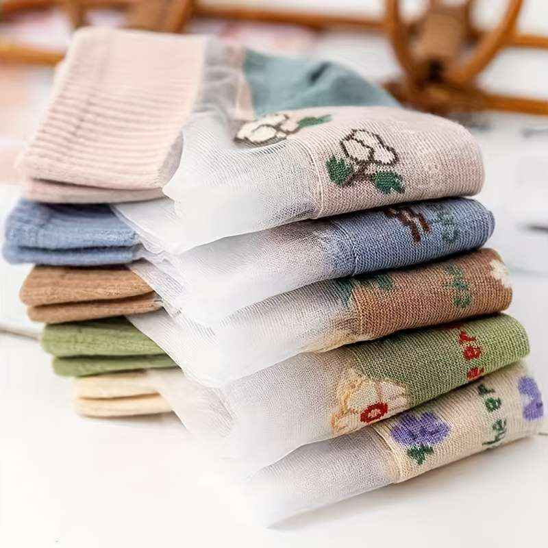 5 Pairs Random Colors One Size High Elastic Socks