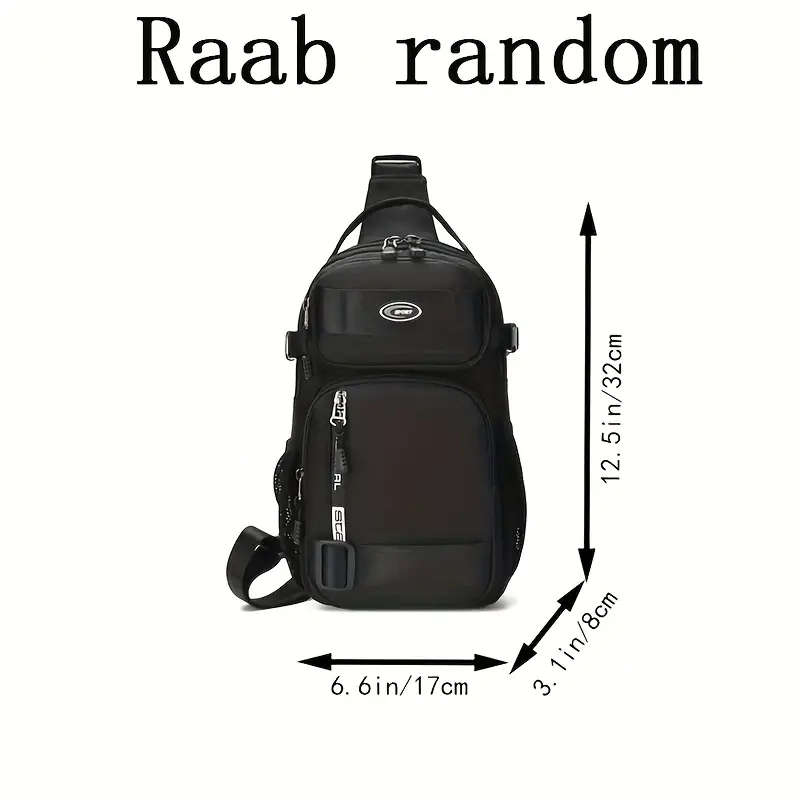 1pc Men'S Casual Nylon Sling Bag Multifunctional Crossbody Chest Pack Large Capacity Adjustable Stra