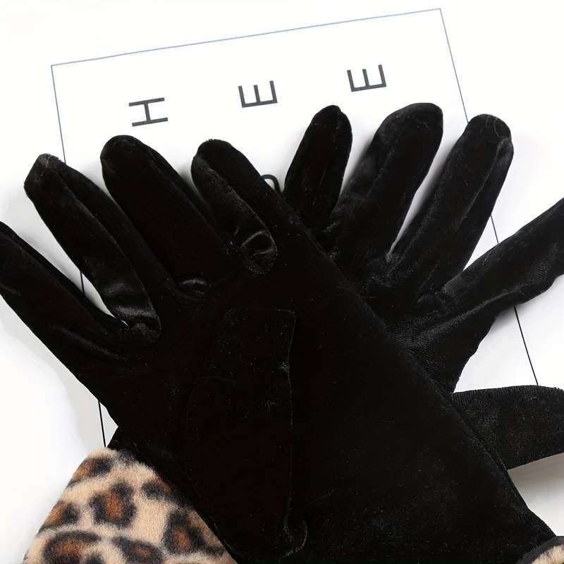 1 Pair Leopard Warm Gloves