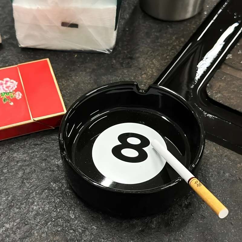 1pc Distinctive Black Ceramic Ashtray with a Creative Design Ideal for Billiard Rooms Home Bars