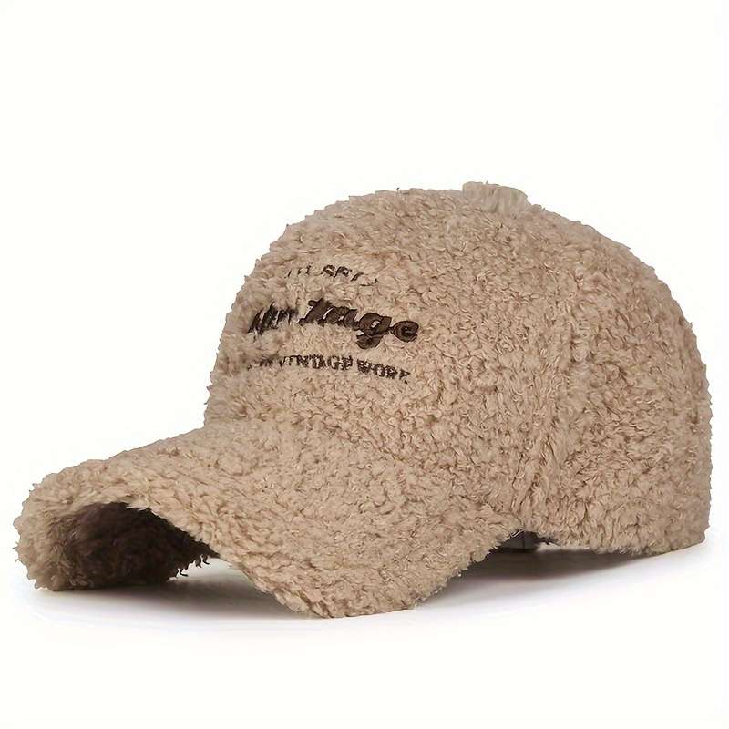 1pc 1 Vintage-Inspired Authentic Vintage Baseball Cap Cozy Beige Fleece 100% Polyester Hand-W