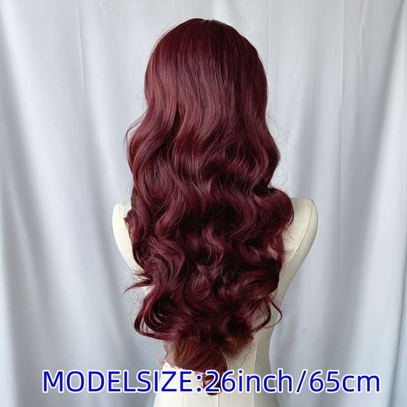 1Pc Burgundy 66.04cm Fashion Design Wig