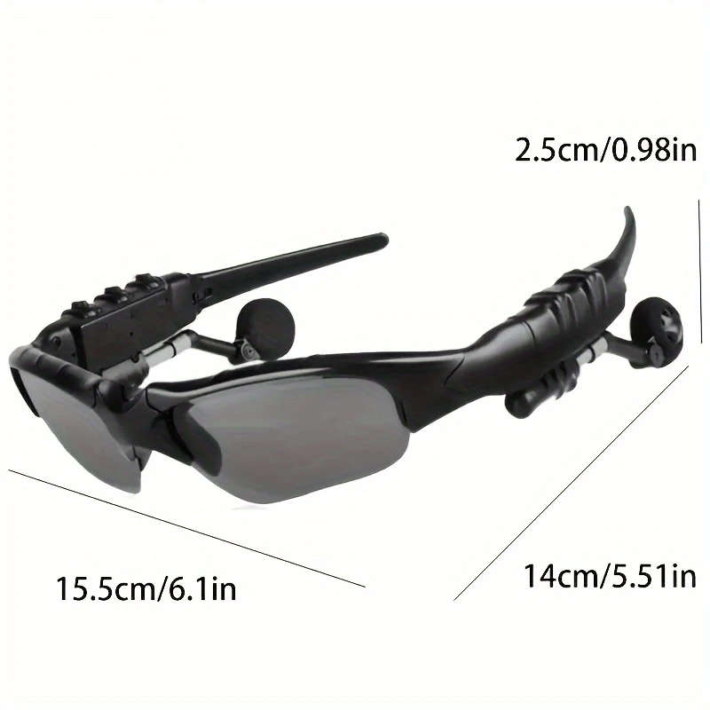 1pc Wireless Smart Glasses Headset Wireless Stereo Sound USB Rechargeable PVC Material Hands-Free Ca