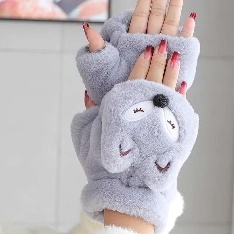 1 Pair Grey Warm Gloves