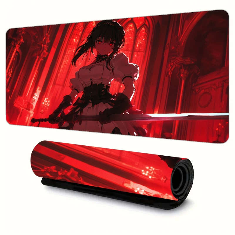 1pc 40x90cm Red Sword Dark Girl Mouse Pad Soft Feel Office Desk Accessory