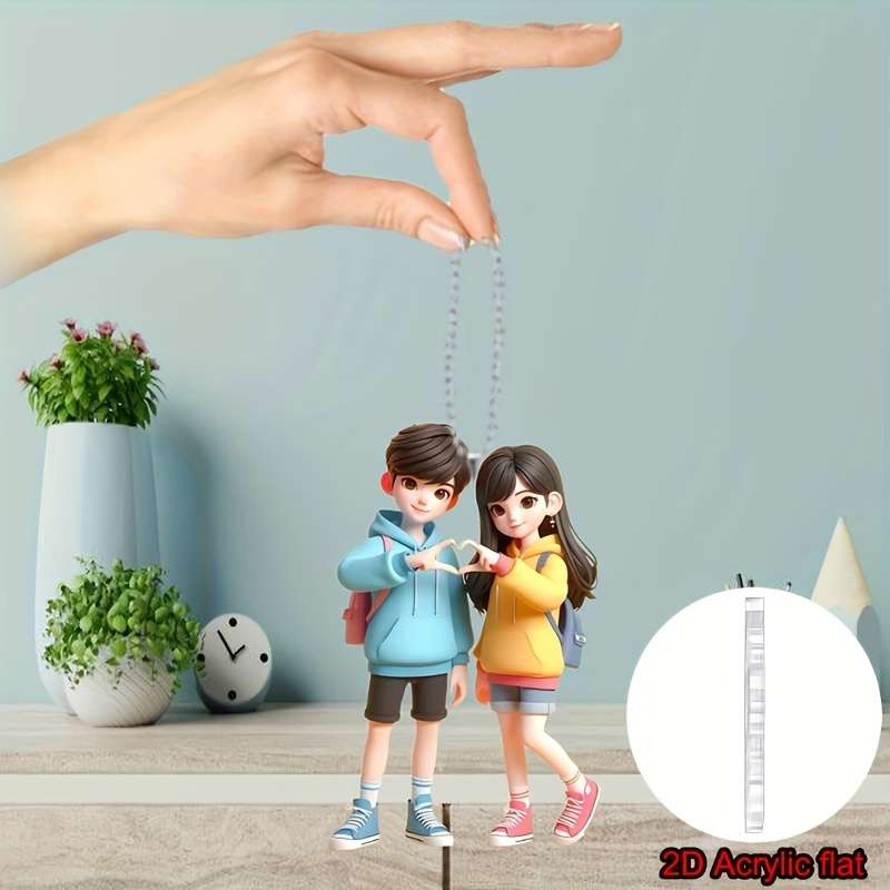 1pc 2D Flat Car Hanging Ornaments Flat  Heartfelt Couple Acrylic Keychain  Hanging Orn