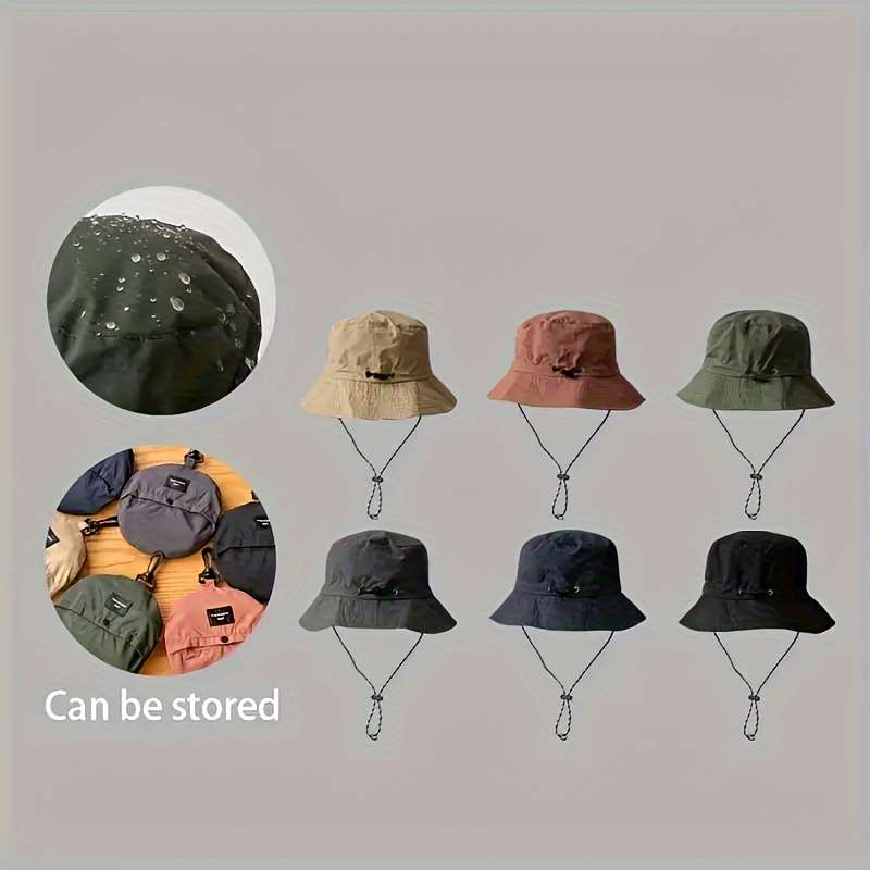 1pc Quick-Dry Foldable Sunscreen Hat Unisex Adjustable Rope Closure Ideal for Fishing Hiking