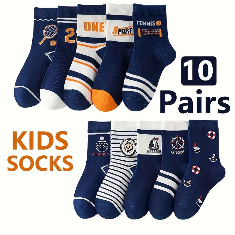 10 Pairs Mixed Colors  6 To 8Y High Elastic Socks