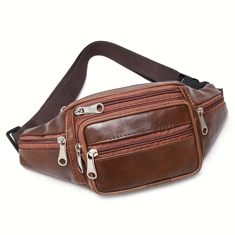 Genuine Leather Crossbody Bag, Brown