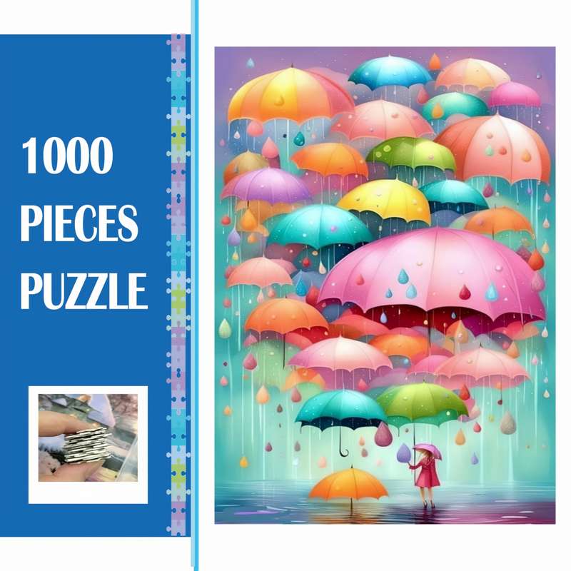 1000pcs Colorful Umbrella Puzzle Vibrant DIY Brain Teaser for Adults Family Fun