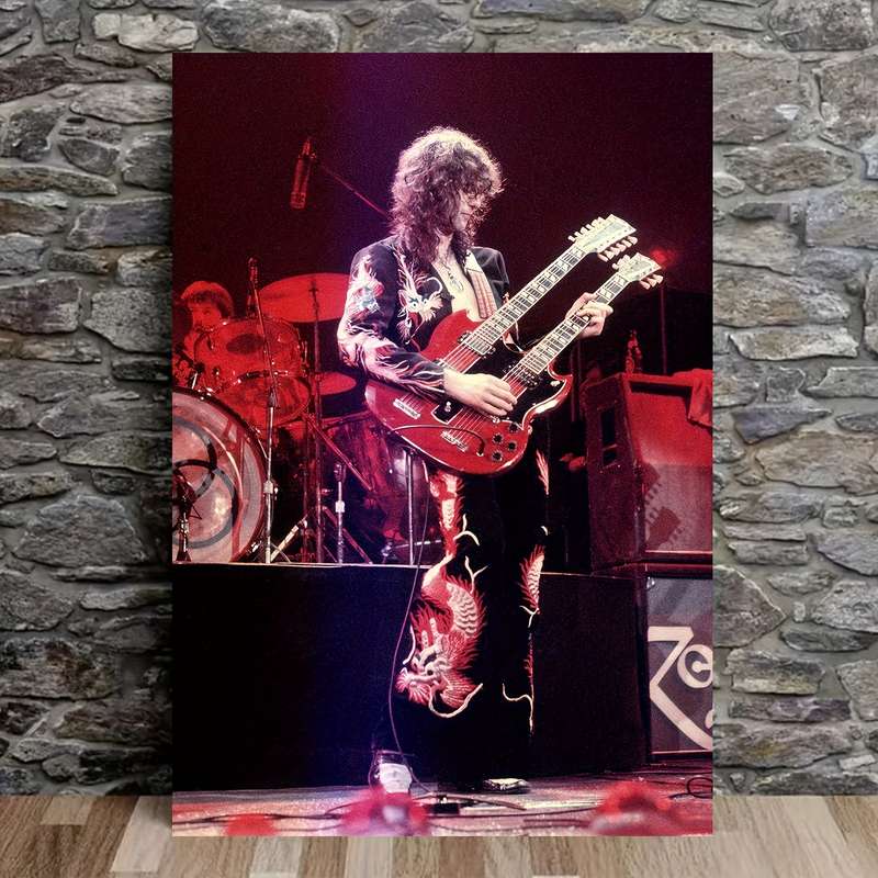 1pc Vibrant Frameless Jimmy Page Band Concert Poster HD Canvas Wall Art 30.48x45.72 cm Durable