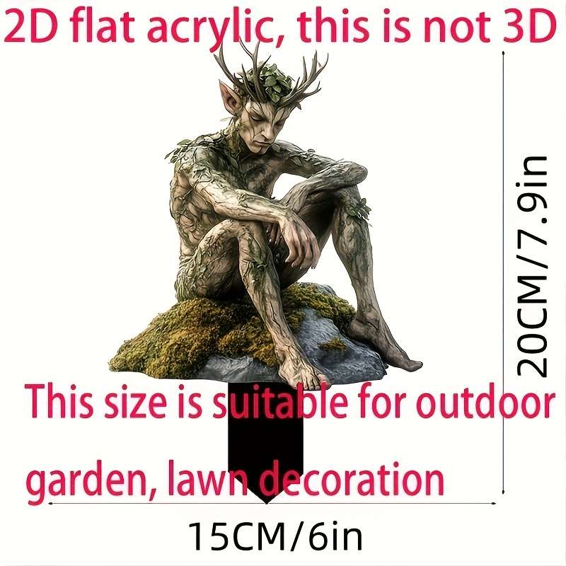 1pc 2D Flat  Bohemian Green Elf Acrylic Sculpture Whimsical Garden Stake Decoration Perfect for Ou
