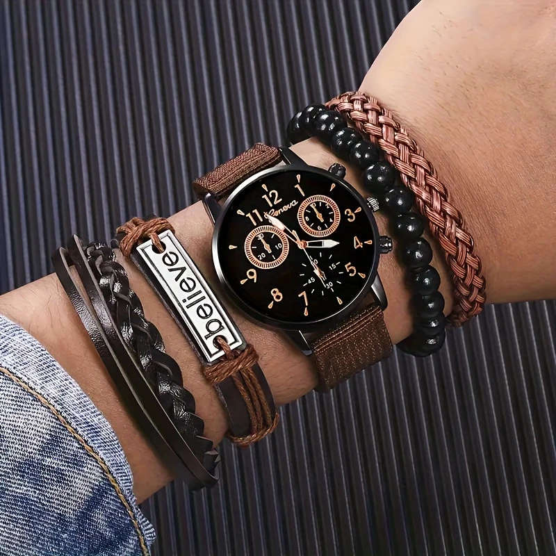 5pcs Fashion Quartz Watch Classic Bracelet Set Perfect for Valentine's Easter Ramadan