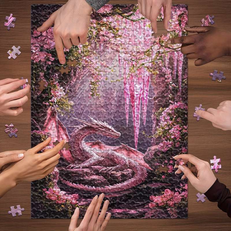 1000pcs Jigsaw Puzzle Vibrant Dragon Floral Forest Scene Intermediate Skill Leve