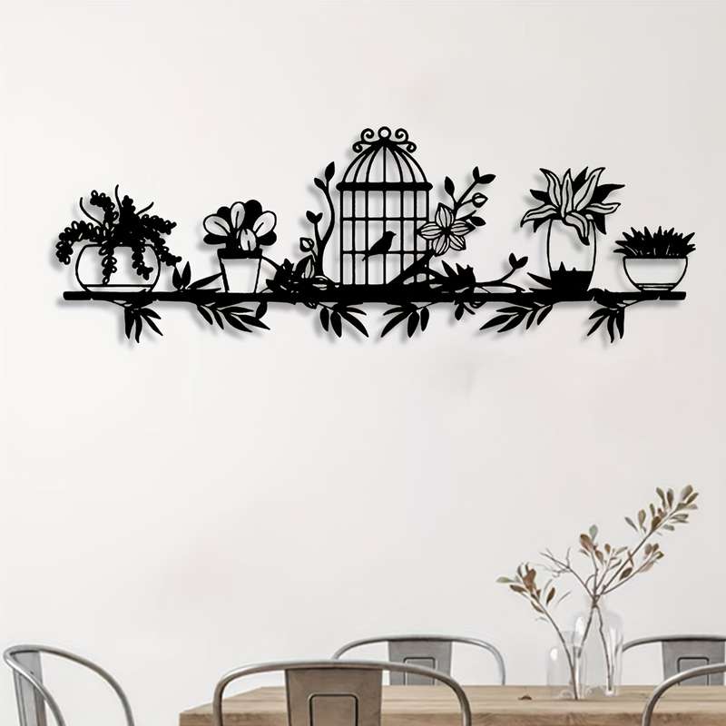 1pc Elegant Metal Wall Art with Birds  Floral DesignPerfect for Home Garden or Office Decor U