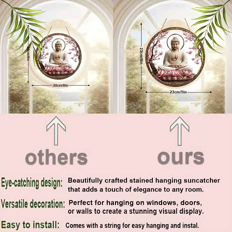 1pc 2D Flat   Acrylic Buddha Garden Garden Suncatcherss 22.86cm x 22.86cm Stained Window Han
