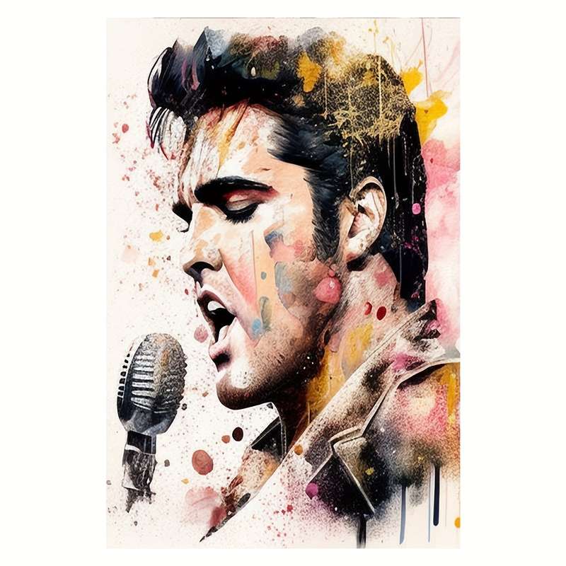 1pc  Frameless Elvis Presley Watercolor Canvas Wall Art Poster 30.48x45.72 cm Vibrant Colors