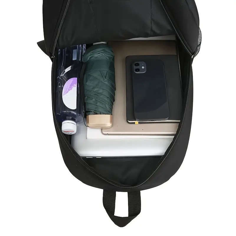 1pc Fashionable Large Capacity Backpack Casual Solid Color Nylon Material with Tassel Embellishment