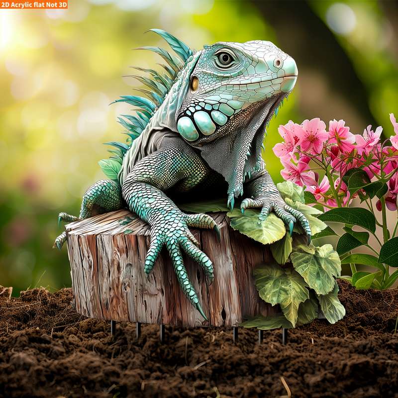 1pc 2D Flat Modern  Beard Dragon Acrylic Garden Stake 19.99 cm X 13.97 cm Yard And Lawn Sun Catcher