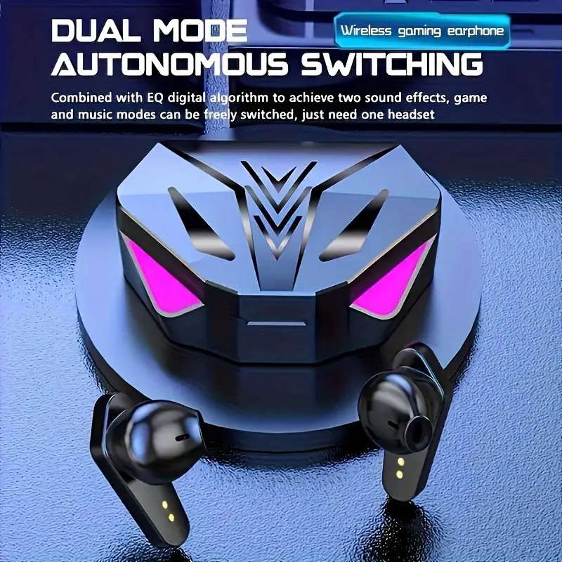 LED Display Wireless Earbuds 5.3, Wireless Gaming Headset with Mic, Semi-Open-Back Earphones